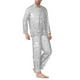 thumbnail image 2 of Fotbe Silver Glitter Pijama de Hombre con Estampado de Manga Larga, Conjunto de 2 Piezas, Ropa de Dormir Suave y Cómoda con Bolsillos-Large, 2 of 7