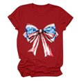 thumbnail image 1 of Tops Cortos para las Mujeres, Cuello Redondo de Manga Corta Impresa Por el Arco Del Día de la Independencia Hecha de 95% Poliéster 5% Spandex para Primavera Verano, Primavera de las Mujeres, 1 of 4