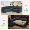 thumbnail image 6 of Marrber Blue 87" Compact Corner L Shaped Convertible Sectional Sofa with Pull Out Bed and Storage, Corduroy Tufted, 6 of 9
