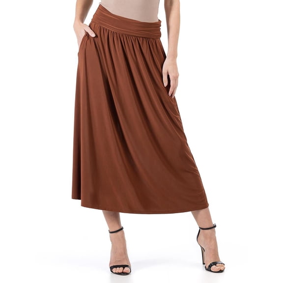 24seven Comfort Apparel Womens Foldover Maxi Skirt With Pockets-R006570-TOBA-M