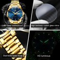 thumbnail image 5 of Reloj de oro para hombre Reloj de vestir de negocios de cuarzo analógico Fecha Acero inoxidable Clásico Lujo Luminoso Resistente al agua Reloj de hombre casual Reloj de hombre de acero inoxidable dorado Esfera azul, 5 of 5