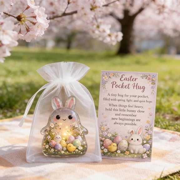 KOYPTL Easter Pocket Hug Bunny,Portable Emotional Support Mini Bunny with Prayer Card,,Cute Rabbit Inspirational Keepsake Gift for Coworkers Friends Daughter & Son Easter Basket Stuffers Hope Comfort