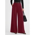 thumbnail image 4 of Womens Spring Wide Leg Trousers Loose Pleated Long Flowy Palazzo Work Pants with Pockets Wine Red S, 4 of 10