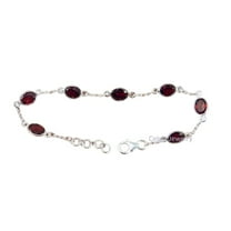 Solid 925 Sterling Silver Bracelet For Men Women, Genuine Oval Red Garnet Multiple Gemstone Unique Handcrafted Bracelet For Her Him