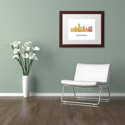 Trademark Fine Art 'Providence RI Skyline WB-1' Canvas Art by Marlene Watson, White Matte, Wood Frame