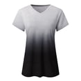 thumbnail image 5 of Outfmvch Shirts for Women Hawaiian Shirts for Women Tops Gradient Printed Short Sleeve V Neck Tee T Shirt Printed Side Split Tunic Summer Tops for Women 2023 Trendy Black L, 5 of 8