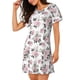 thumbnail image 2 of Fotbe Rose Flowers Bata de Dormir para Mujer con Estampado, Camisón de Algodón de Manga Corta, Ropa de Dormir Casual, 2 of 6