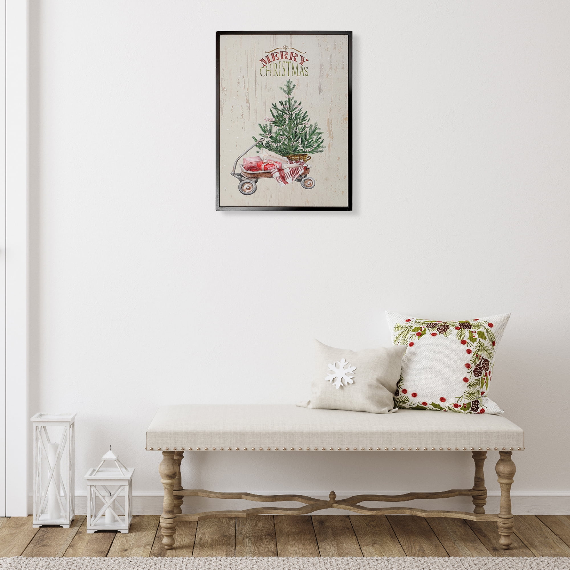 Recycled Paper Framed Wall Art (Tree On Wagon)