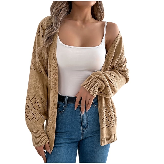 Cardigans pour Femmes Longs Cardigans pour Femmes Blouse Décontractée Oversize Couleur Unie Manches Longues Cardigan Longs Cardigans pour Femmes