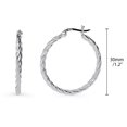 thumbnail image 2 of BERRICLE Sterling Silver Cable Medium Fashion Hoop Earrings for Women 1.2 inch, Rhodium Plated, 2 of 6