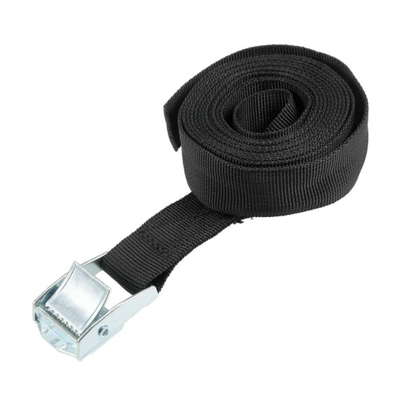 Uxcell 2.5M x 25mm Load up to 80Kg Tie Down Strap with Cam Buckle, Black