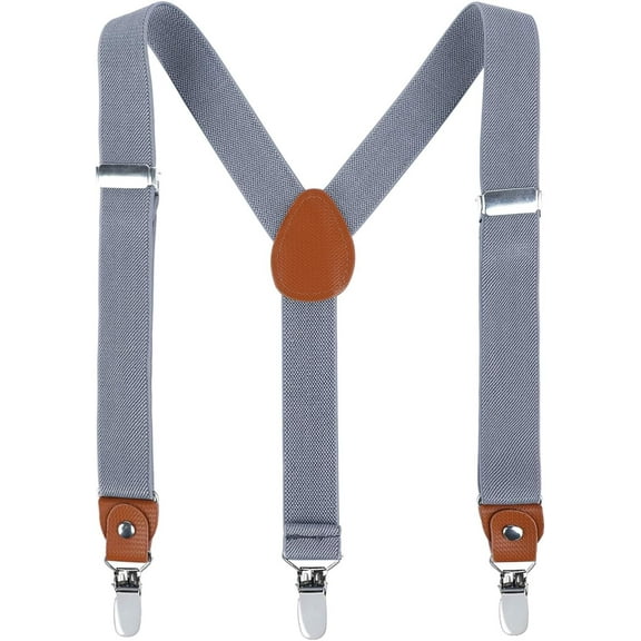 Children Boys Kids Adults Suspenders - Sturdy Metal Clips Genuine Leather Suspender