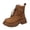 Brown, variant on KEGIRLOM Women's Fashion Casual Winter Warm Ankle Boots Solid Color Round Toe Side Zipper Front Lace-Up Heel Low Heel Ankle Boots Black 7