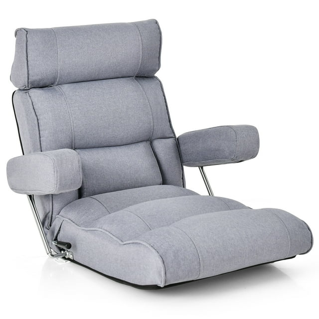 Costway Adjustable Lazy Sofa with Stepless Adjustable Back & 6-position Head/Lumbar/Seat Gray