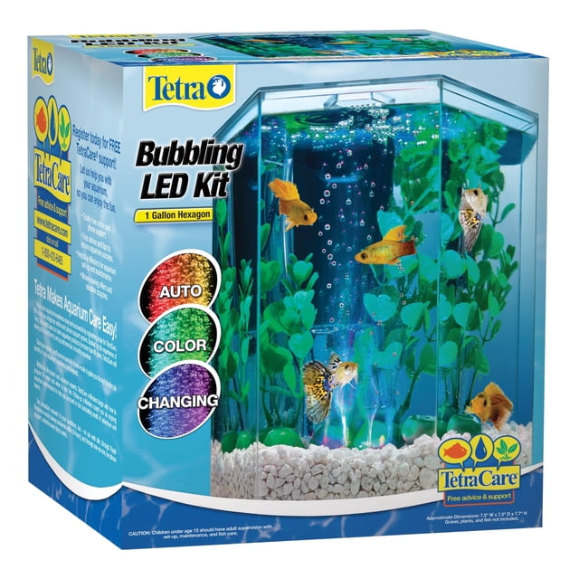 Kit de acuario Tetra Bubbling LED de 3,8 L en forma de hexágono con luz