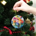 thumbnail image 6 of Funny Christmas Ornament,Flowers In Brush - Stroke Style,Xmas Round Ceramic Pendant, 6 of 6
