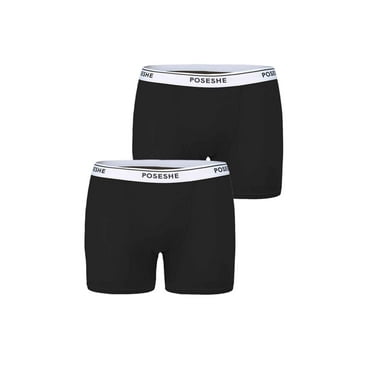 POSESHE Women's Boxer Underwear, Plus Size Boyshorts Panties 6/8" Inseam,2-Pack