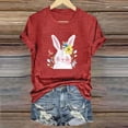thumbnail image 2 of VBTAPA Easter T Shirts for Women Short Sleeve Crewneck Tops Novelty Funny Bunny Printed Graphic Tees Casual Holiday Tee Blouse Sales of Today Pink XXL, 2 of 5
