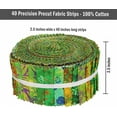 thumbnail image 6 of Soimoi 40Pcs Batik Print Cotton Precut Fabrics For Quilting Craft Strips 2.5x42inches Jelly Roll - Green, 6 of 9