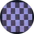 thumbnail image 1 of Ahgly Company Machine Washable Indoor Round Checkered Blue Modern Area Rugs, 3' Round, 1 of 4