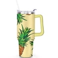 thumbnail image 2 of 40oz Tropical Pineapple Pattern Stainless Steel Flip Straw Tumbler Spill Proof Travel Cup Double Wall Vacuum Insulated Coffee Mug with Top Handle, 2 of 6