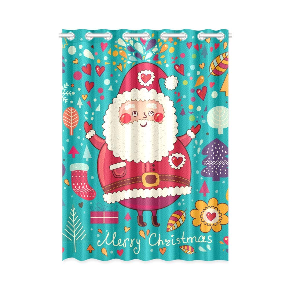 MKHERT Merry Christmas Blackout Window Curtain Drapes Bedroom Living