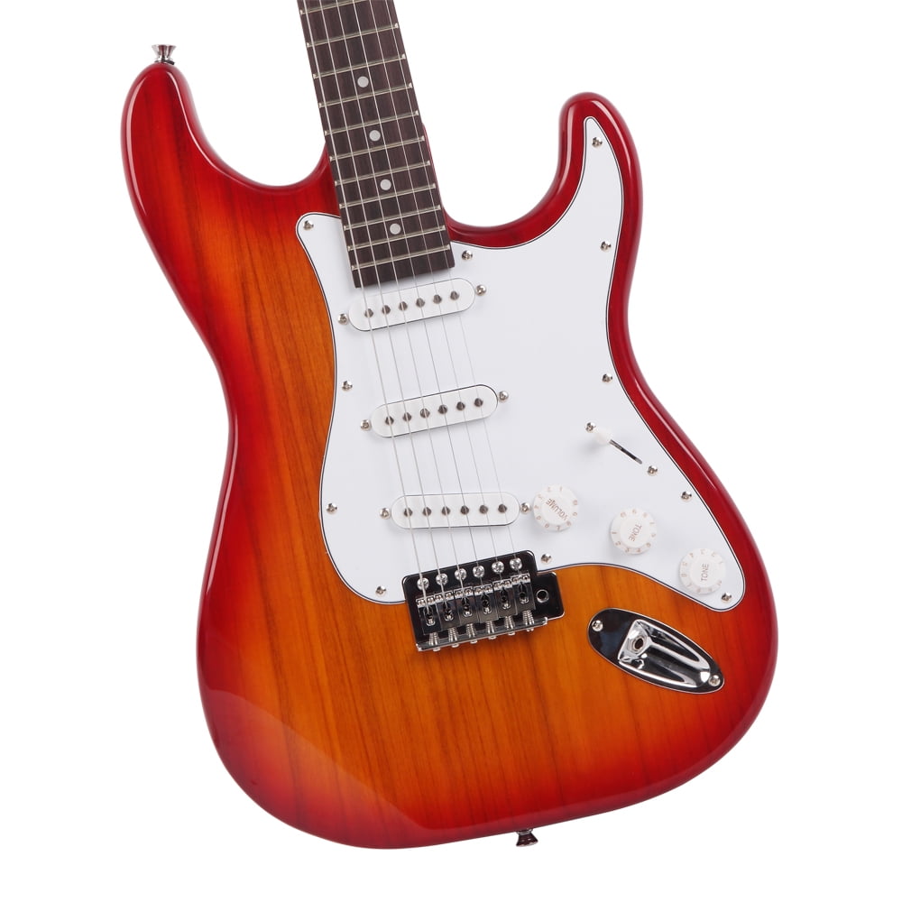 Private Jungle 39" Rosewood Fingerboard Electric Guitar with Gigbag ​Strap Amp Wire Tremolo Arm Cord for Adult Student Beginner, Red