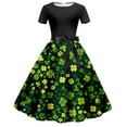 thumbnail image 1 of WILLBEST Vestido Lino Mujer Vestido Informal Retro Con Cordones Y Cuello Redondo Estampado Para El Día De San Patricio, 1 of 2