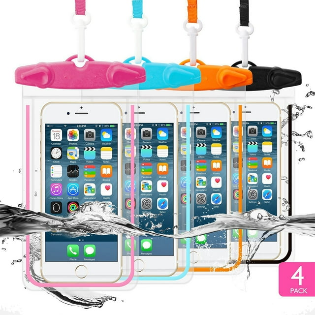 Floating Waterproof Phone Pouch, 4 Pack Waterproof Phone Case, Transparent PVC Water Proof Cell Phone Pouch Dry Bag with Lanyard