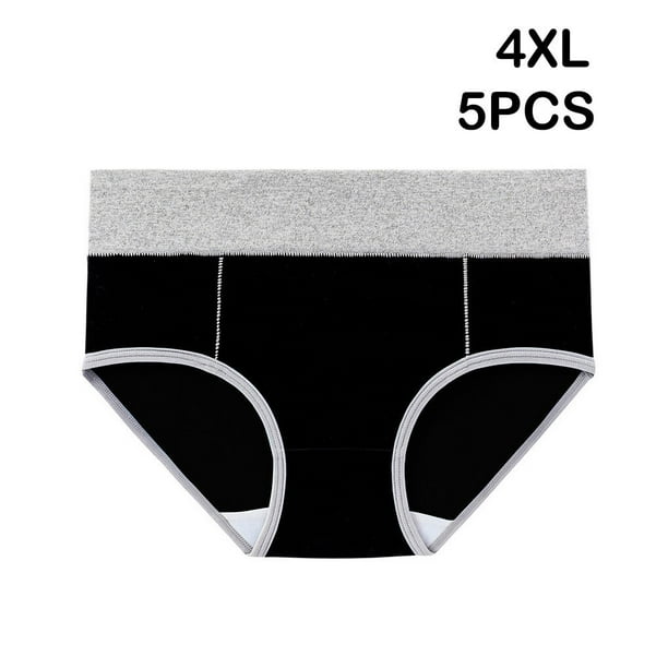 justharion 5 Pieces Seamless High Waist Women Underwear Panties Elastic  Waistband Push Up Briefs Wide Leg Opening for Sports Black 4XL