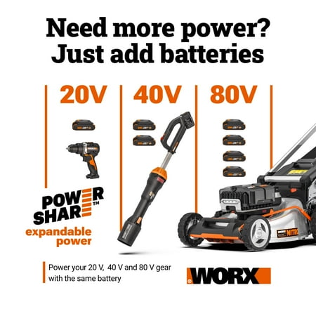 WORX - WG385 40V 16" Cordless Brushless Electric Chainsaw (2 x 4.0 Ah Batteries and 1 x Charger) - Black