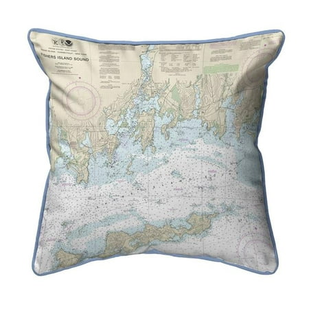 Betsy Drake ZP13214MH 22 x 22 in. Fishers Island Sound, RI Nautical Map Extra Large Zippered Indoor & Outdoor