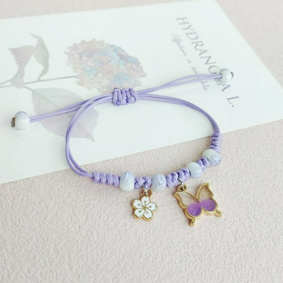 VOPPV Butterfly Pendant Bracelet Summer Lucky Adjustable Woven Friendship Bracelet^ Z0G8