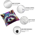 thumbnail image 4 of Patifu Watercolor Raccoon Throw Pillow Cover,Cute Wild Animal Pillow Cover ,Colourful Tie Dye Cushion Cover,Rainbow Fluid Painting Style Decorative Square Pillow Case 12x12in, 4 of 5