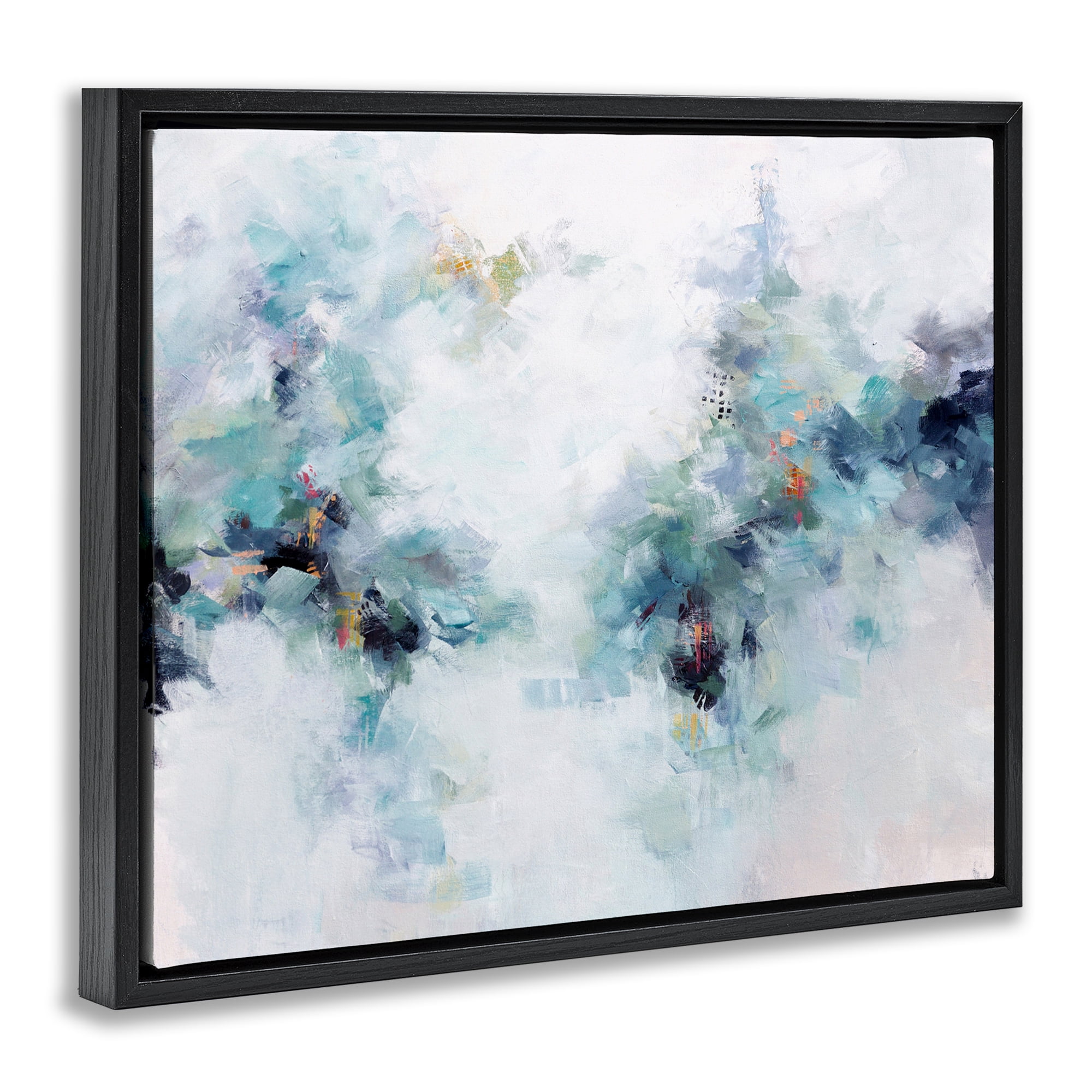 Reaching Out Abstraction Black Framed Floater Canvas Wall Art, design by Karen Hale