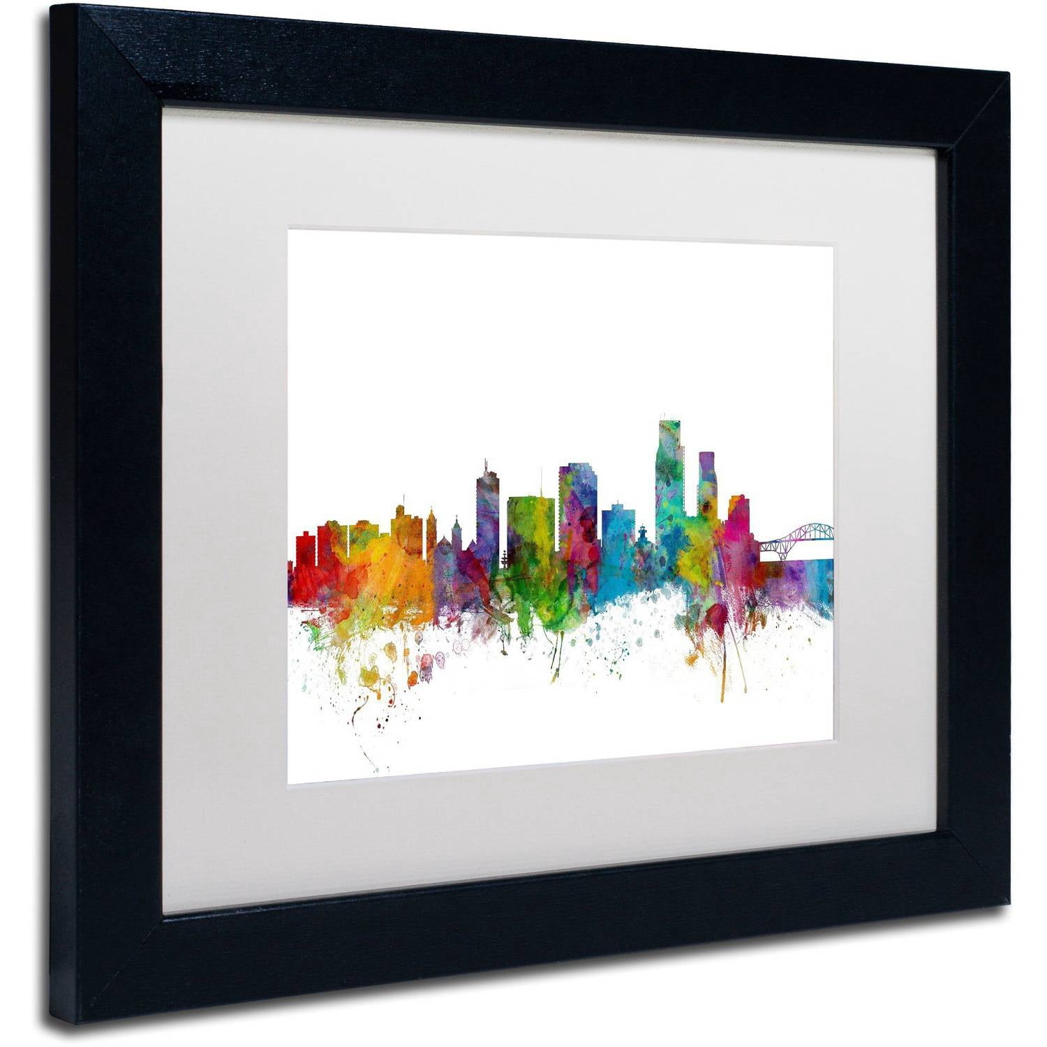 Trademark Fine Art 'Corpus Christie Texas Skyline' Canvas Art by Michael Tompsett, White Matte, Black Frame