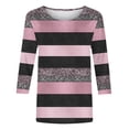 thumbnail image 5 of Aueoeo Women's 3/4 Sleeve Round Neck Pullover Tops, Lightweight Blouses with Daily Prints Patterns for Springtime and Summer (S–5Xl),Pink,XXL, 5 of 5