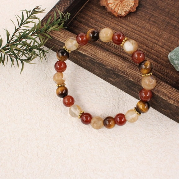 Eye Red Stone Wealth Luck Stretch Bracelet For Men Women Unisex Adjustable Beaded Jewelry Bracelets Wellness Accessory For Daily Wear, length-7 in, Brown