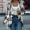 thumbnail image 2 of Winter Women's Comfty Jacket Long Sleeved Hooded Casual Checkered Striped Gray Outwear Jackets 2XL, 2 of 8