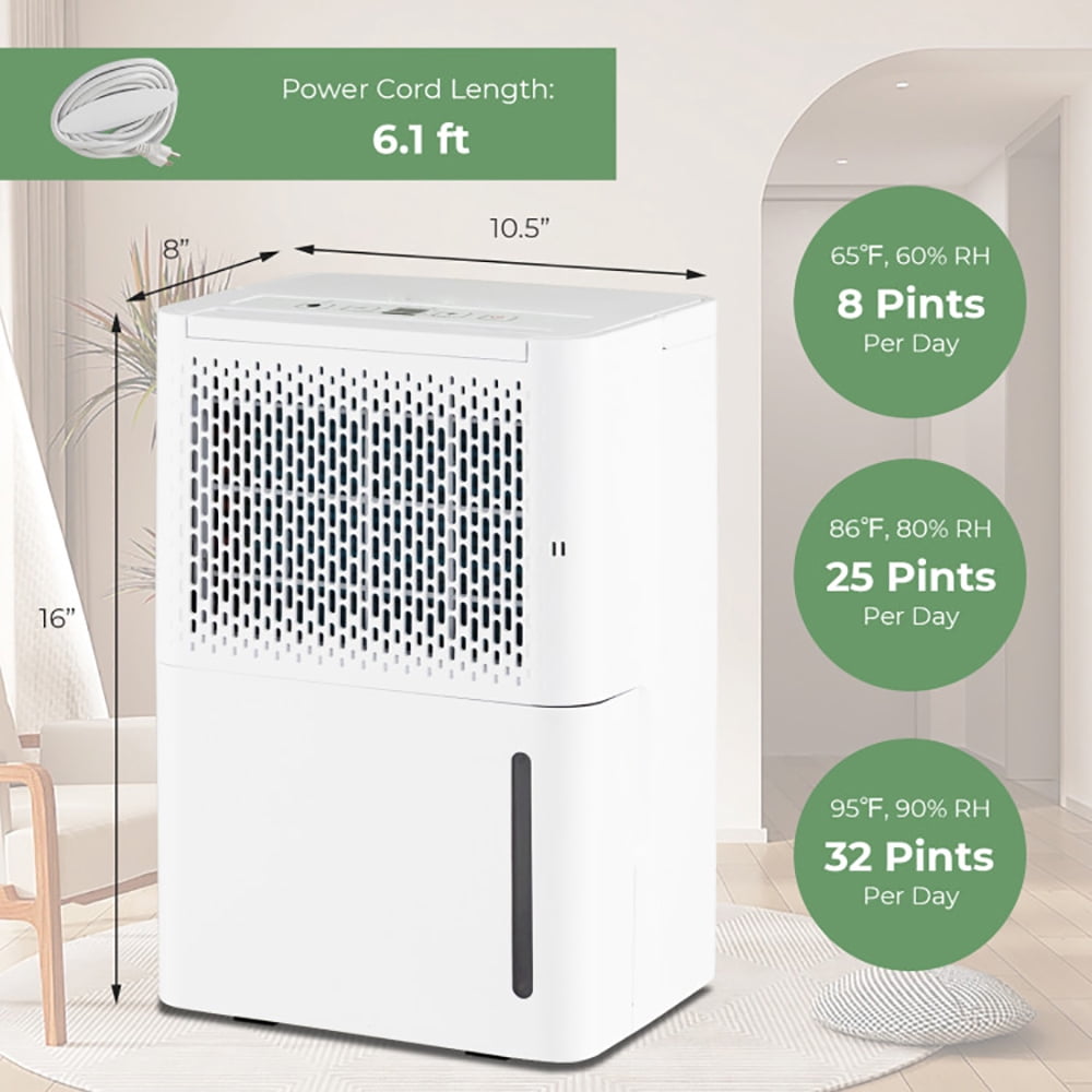 Topcobe 2000 Sq. Ft 32 Pint Dehumidifier with Continuous/Drying/Auto Mode, Dehumidifier for Home Basement and Large Room