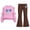 Coffee, variant on Iyufng Fall 2 Piece Sets for Girls, Bow Decor Top with Slightly Flared Pant Set, Girls Printed Tracksuits, Ages 5–15 Multiple Colors