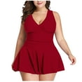 thumbnail image 2 of WREESH Women Plus Size Solid Swimsuit Dress Set Two Piece Suit, 2 of 4