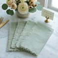 thumbnail image 2 of Fringed Linen Napkins Set of 4 | 20x20 Raw Edge Cloth Napkins for Wedding Decor, Rustic Tablescape & Coastal Dining | Stonewashed Softness (Sage), 2 of 7