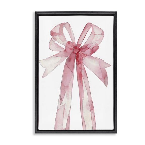 Stupell Industries Glam Coquette Pink Bow Illustration Black Floating Frame Canvas Art, 17 x 25, by LSR Design Studio