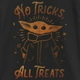 thumbnail image 2 of Girl's Star Wars: The Mandalorian Halloween Grogu No Tricks All Treats  Graphic Tee Black Medium, 2 of 4