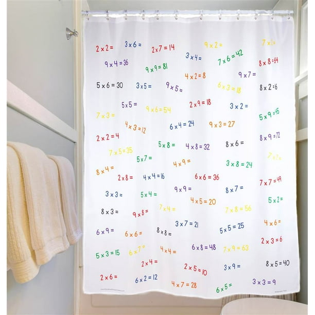 Educational Shower Curtain Multiplication Facts Walmart Com Walmart Com