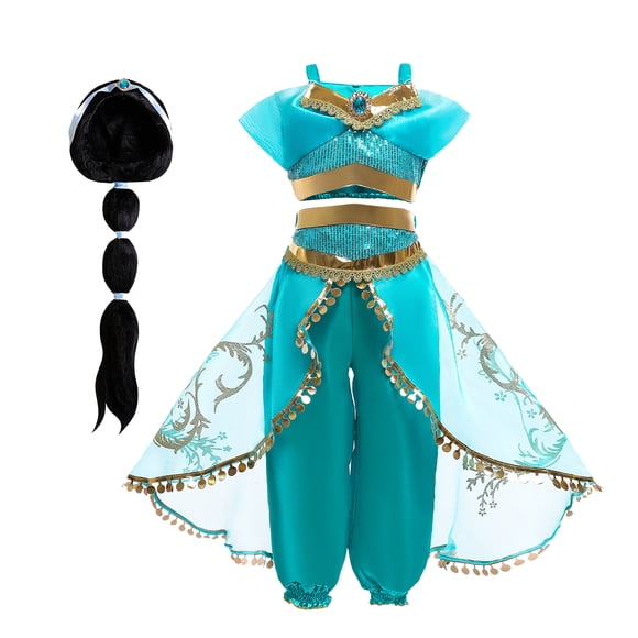 Girls Princess Dress up Jasmine Costume for Birthday Halloween Christmas Party