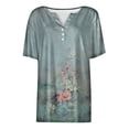 thumbnail image 5 of Wiueurtly Womens Short Sleeve Tops Women's Fashion Casual Floral Print Button Down Top T Shirt V Neck Tops Pink, 5 of 7