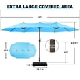 thumbnail image 5 of BPS 15FT Double Sided Dining Table Outdoor Umbrella with Base for Patio, Garden, Pool (Light Blue), 5 of 9