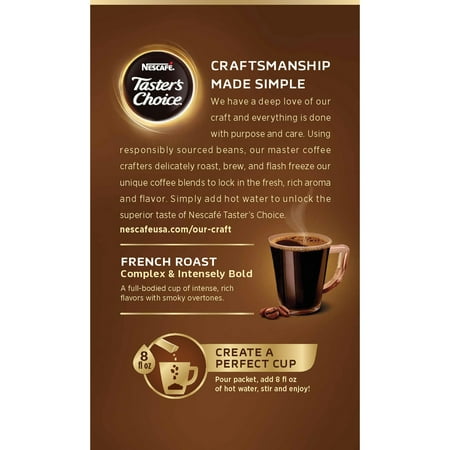 Nescafe Taster's Choice, Medium Dark Roast Instant Coffee Packets, 5 Count